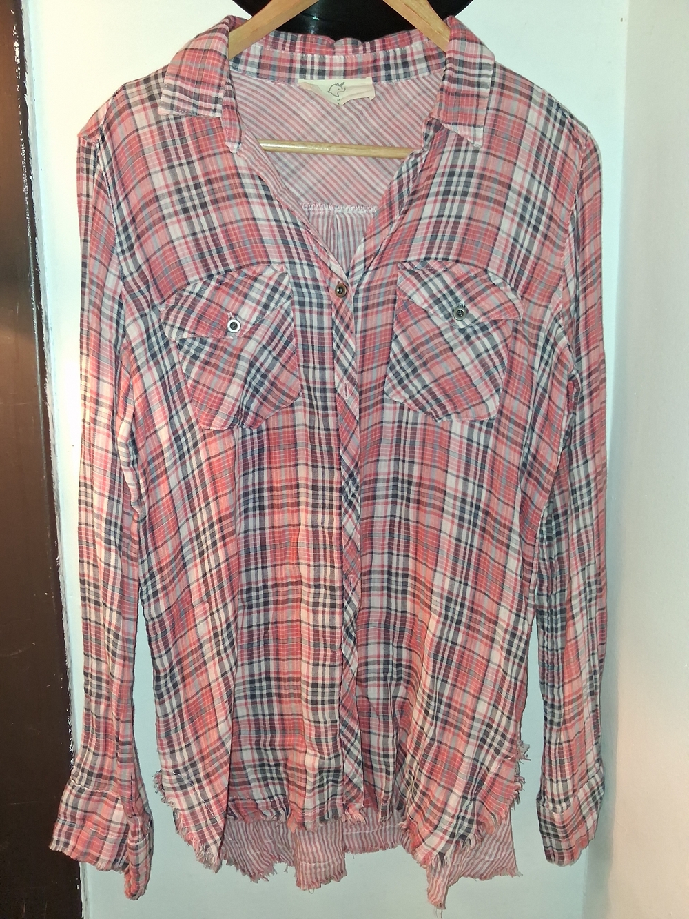 Hyped Unicorn Women's Pink Plaid Button-Front Shirt